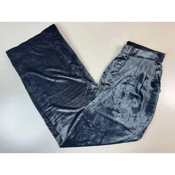 Splendid Pants - Splendid NWOT Womens Irene Velvet Pant Size 10 Gray High Rise Wide Leg Retro NYE